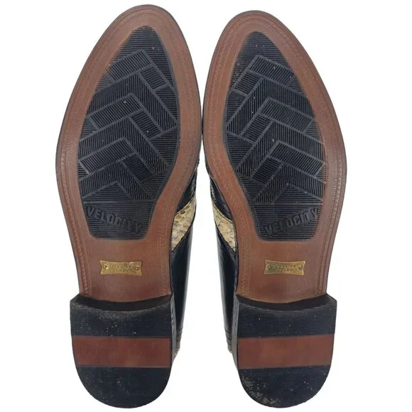 Vintage NEW Exotic Snakeskin 10.5D Dress Shoes Natural Cream Black Tassel Loafer - Picture 3 of 11
